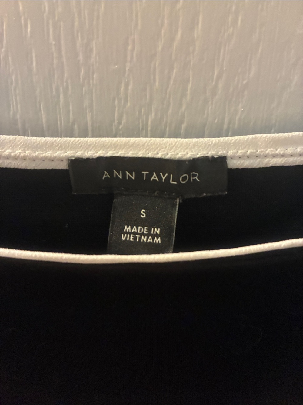 Ann Taylor Black Boatneck Top with White Trim - Picture 2 of 2
